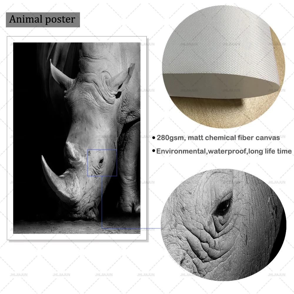 Nordic Black and White Posters Wall Art Rhinoceros Print on Canvas Animal Pictures for Living Room Home Decor | Дом и сад
