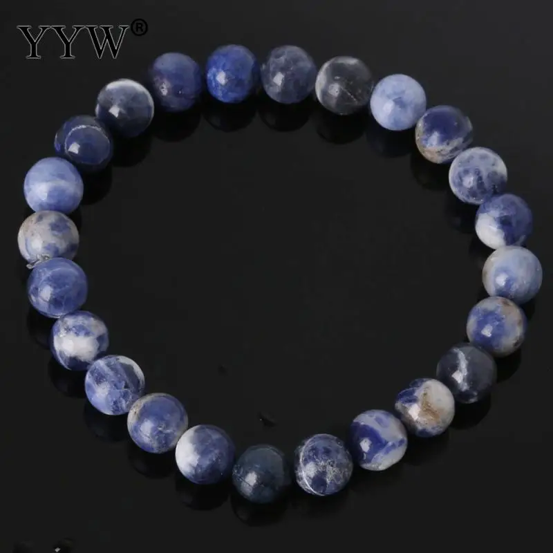 sodalite Натуральный камень авантюрин браслет Круглый камень ювелирные изделия 6 мм 8 мм 10 мм Мужские браслеты для йоги из бисера стрейч браслет для женщин - Окраска металла: sodalite