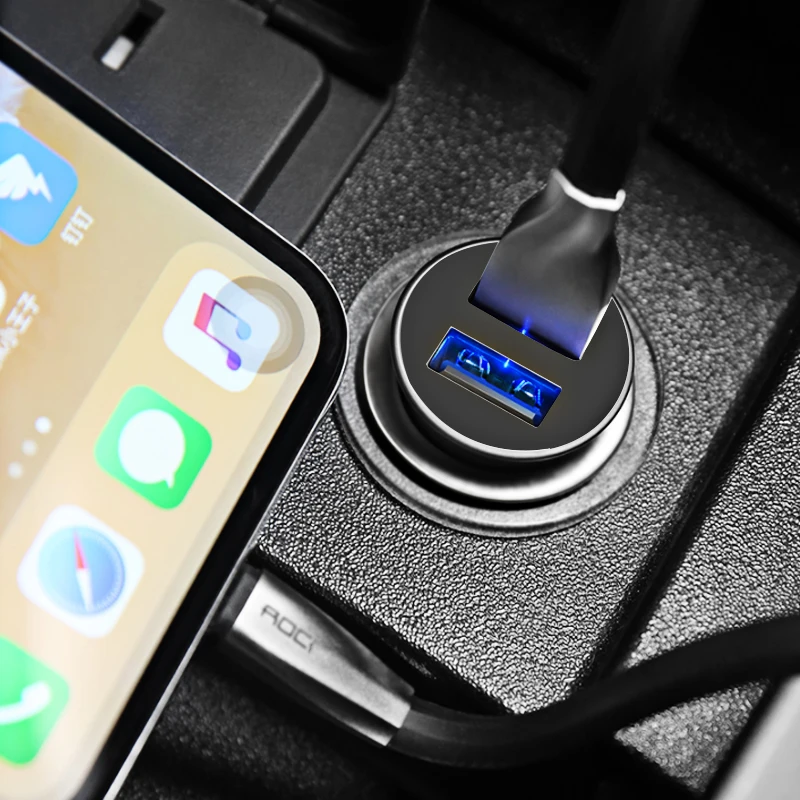 Автомобильное зарядное устройство с двумя USB портами мини адаптер для iPhone 7 Plus 6