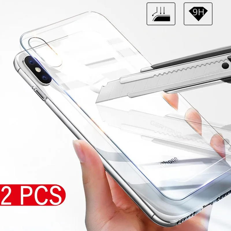 2 шт для задней панели из закаленного стекла iPhone 12 11 Pro XS MAX XR X 7/6/6S/8 Plus 5 5s SE 2020