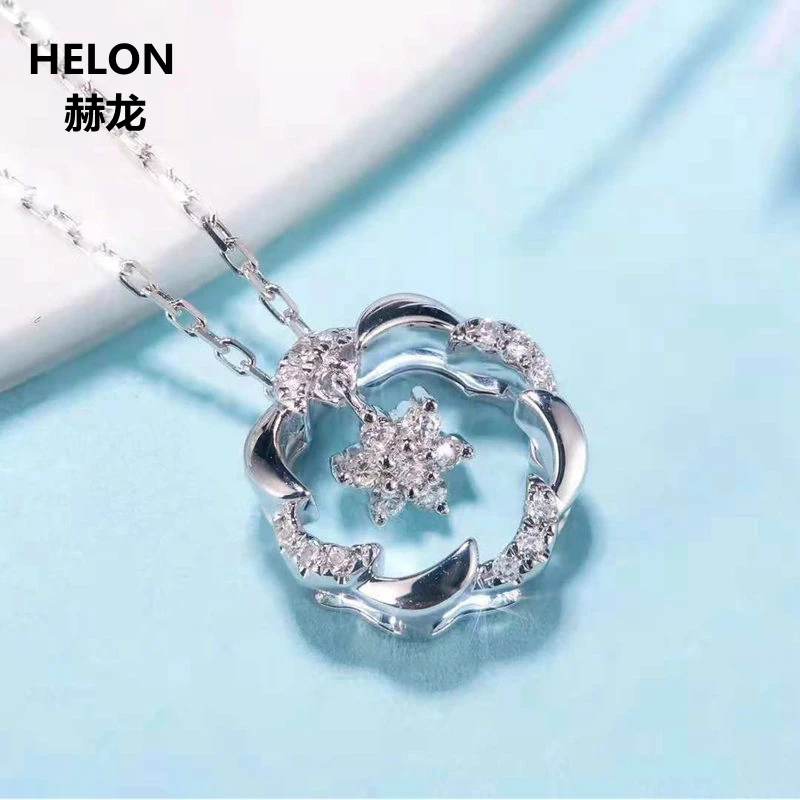 Женский кулон из белого золота с натуральными бриллиантами 14 к|Подвески| |