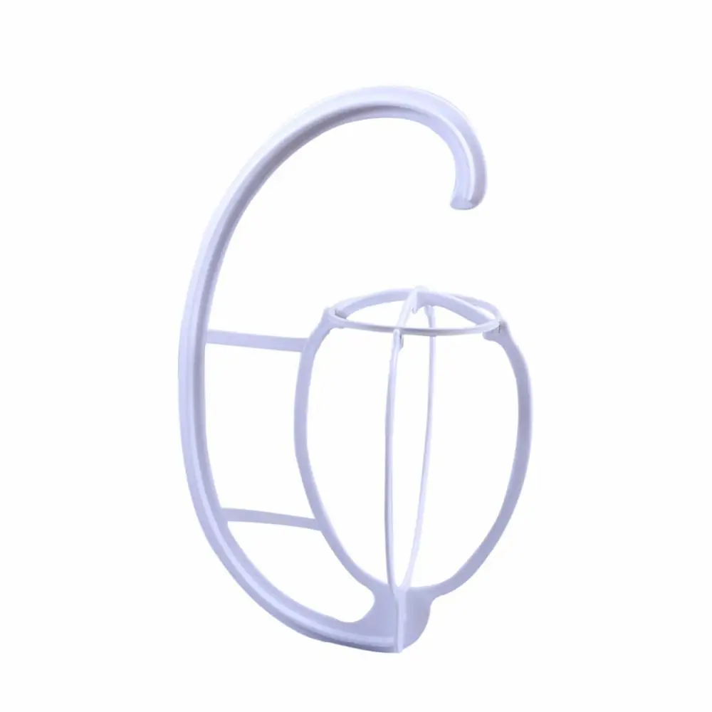 White Portable Hanging Wig Stand Durable Wig Holder Display Hanger Hairpiece Hook Type Plastic DIY Long and Short Wigs Hats - Color: White