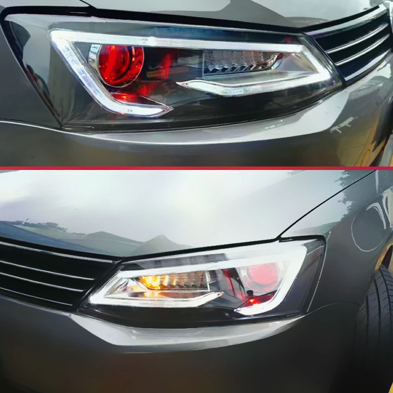 Тип СВЕТОДИОДА направленного света CNSUNNYLIGHT-для VW/Volkswagen Jetta 2011/2012/2013/ фар автомобиля в сборе w/светодиодный DRL поворотов демон глаза линзы прожекторного типа