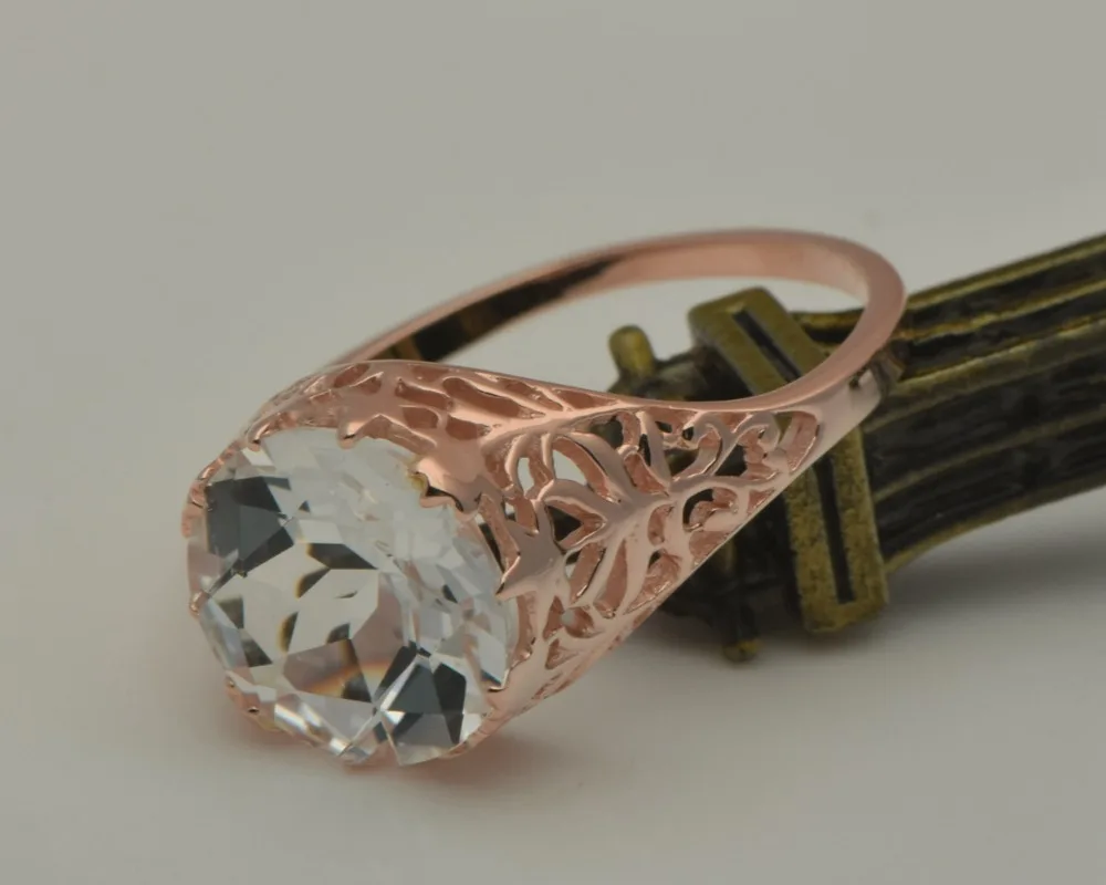 Помолвочные кольца из натурального белого топаза 14 к розовое золото бесплатная