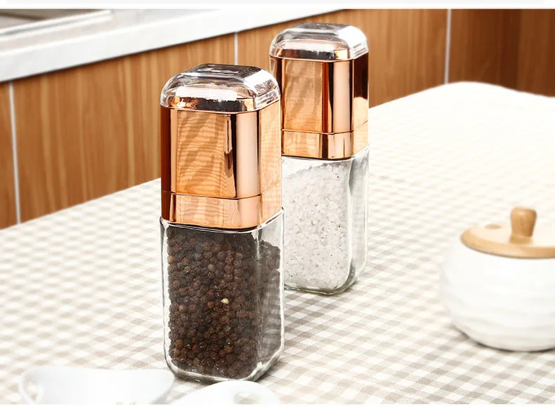 1 Piece Manual Pepper Grinder Thicken Transparent Glass Adjustable Coarseness Pepper Cruet Seasoning Mills Kitchen Tools