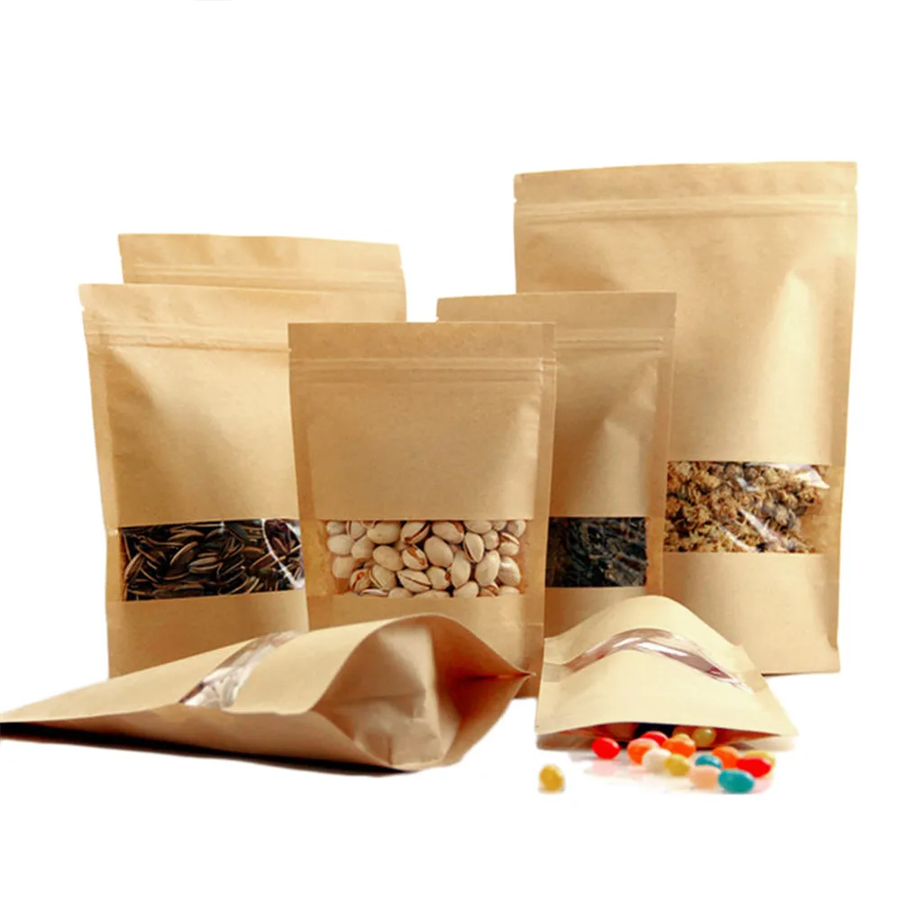 1 шт крафт бумага самозапечатывающаяся Ziplock сумка чай орех кофе в зернах сухие