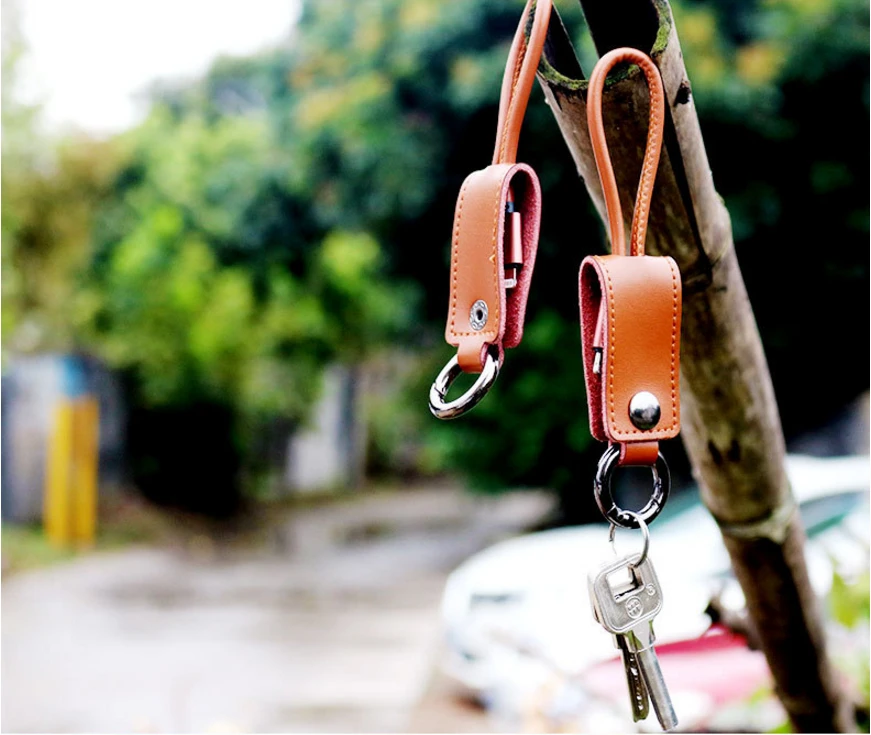 

Fashion Portable Key Ring Fine copper USB Micro-USB Charge & DATA line Cable for Android devices