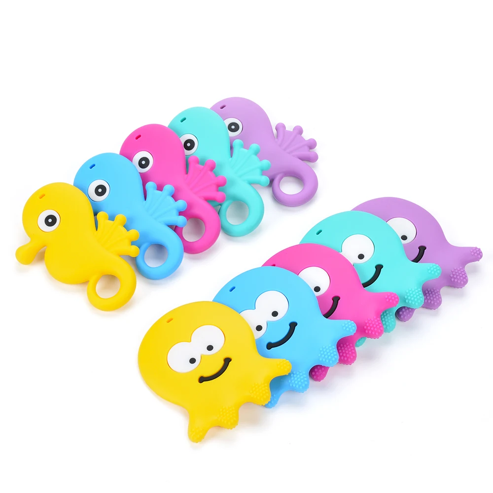 1 шт. силиконовая подвеска Seahorse 5 цветов Прорезыватель для зубов ожерелье без БФА