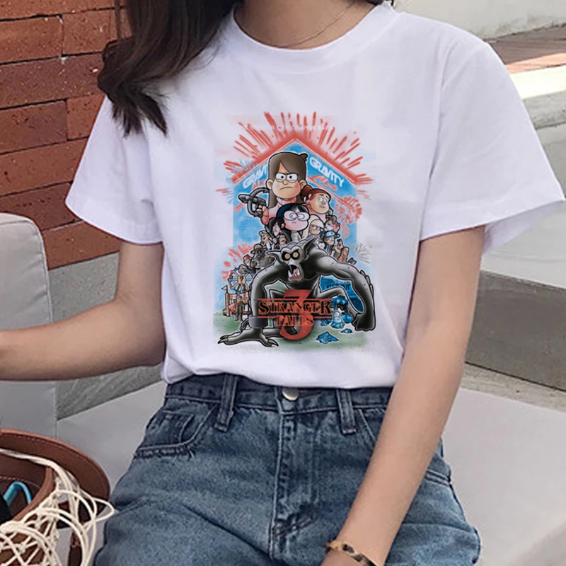 Странные Вещи Eleven Harajuku футболка женская перевернутая вверх дном забавная футболка 90s Графический гранж Футболка Мода Ullzang Топ тройник женский