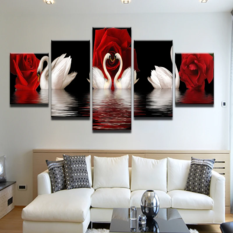 5 шт. картины на холсте с изображением цветов розы любви гуся|picture for living room|modern