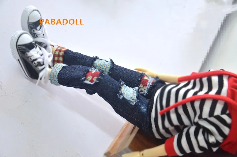 Новые модные джинсовые брюки с нашивками для BJD1/4 MSD 1/3 SD16 Одежда кукол CWB82|doll