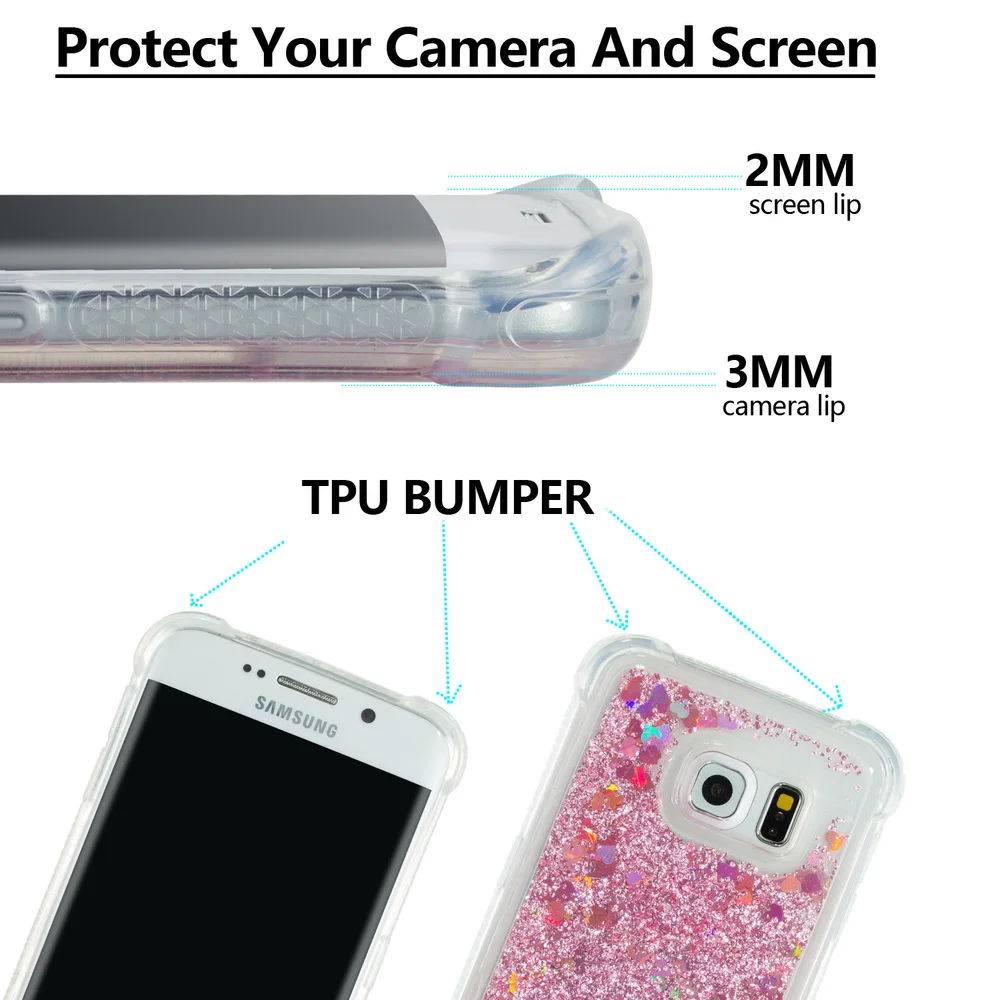 Блестящий чехол для Samsung Galaxy S6 Edge Bling Dynamic Liquid Quicksand телефонная Обложка SM G925F мягкие