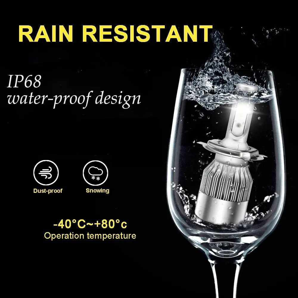 H1 H3 H4 H7 H11 9005 9006 9007 C6 Cветодиодные лампы для авто фары led лампа ходовые огни лед диодные лампы для авто фар автомобиля 6000 К 72 Вт 8000LM Foglight фар луч авто аксессуары все в одном автомобиле 2 шт