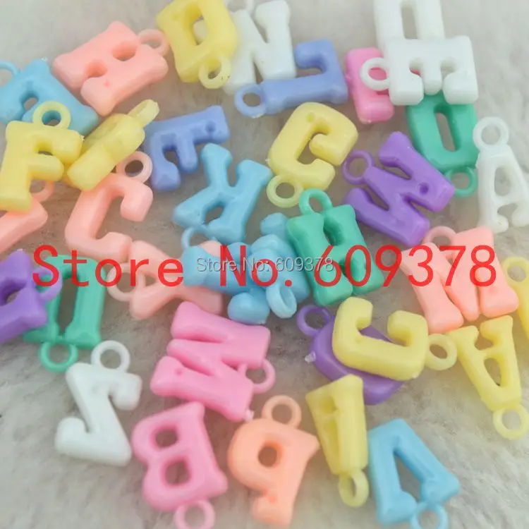 Free shipping! 50g/200 mixed acrylic letter Beads 14mm charm For Loom Band Bracelet | Украшения и аксессуары
