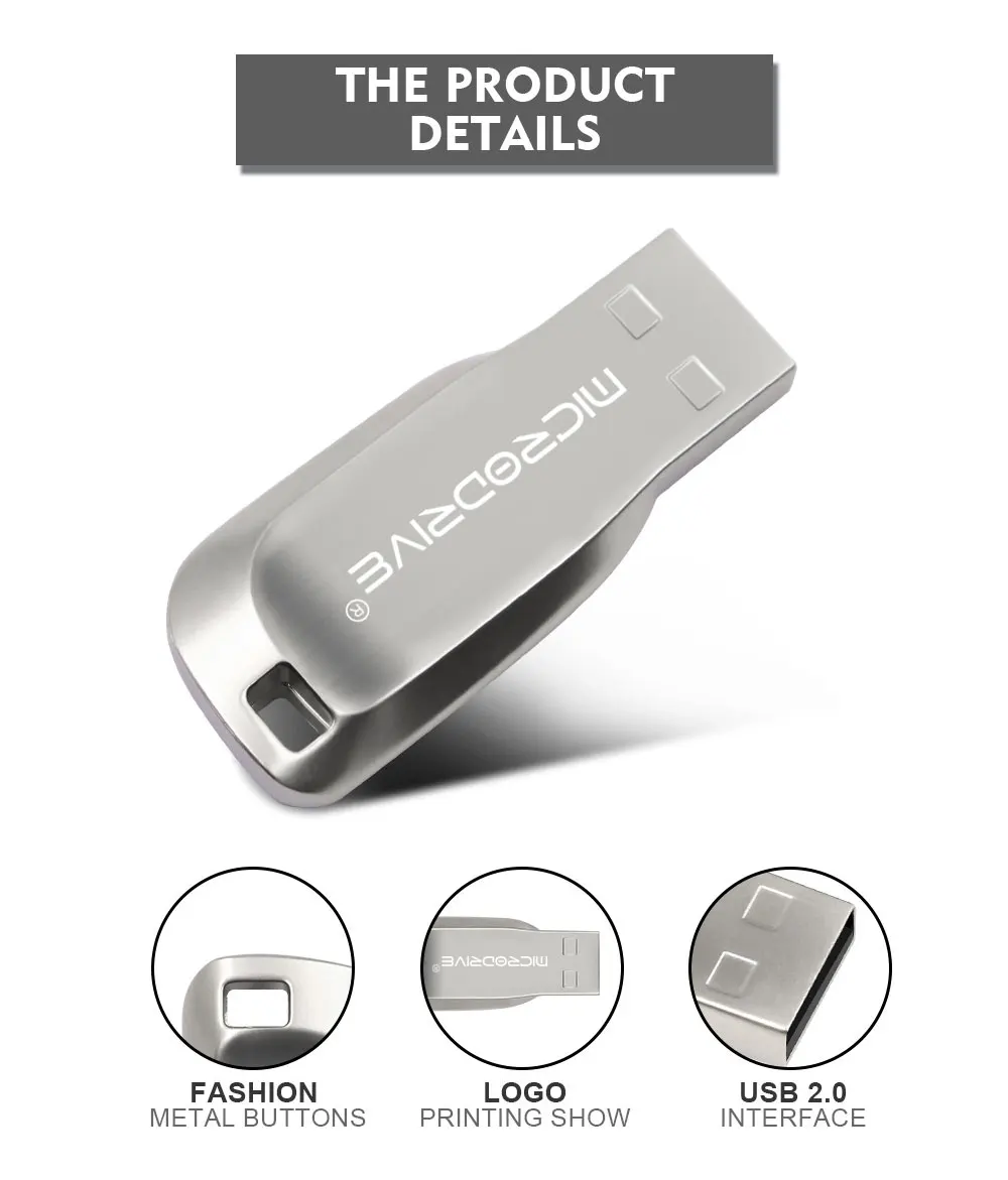 Microdrive usb флеш-накопитель 64 ГБ 32 ГБ 16 ГБ 8 ГБ 4 ГБ флеш-накопитель Флешка водонепроницаемый металлический серебристый u диск memoria cel usb stick подарок