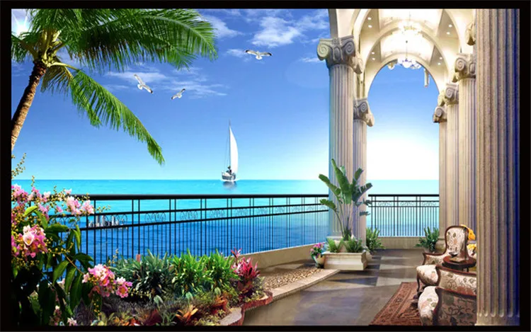 Seaview PIP пользовательские фото обои арт Ресторан Ретро диван фон 3d настенная