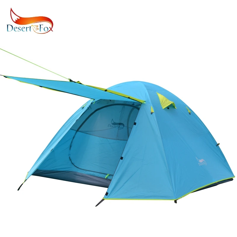 Desert&Fox 3-4 Person Family Tent, Lightweight Portable Alumimun Pole Waterproof Anti-Storm Double Layer 4 Season Camping Tent
