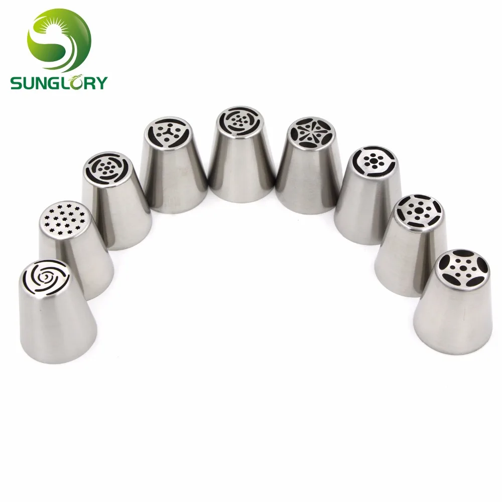 9 шт нержавеющая сталь русские глазурь трубы украшения торта инструменты