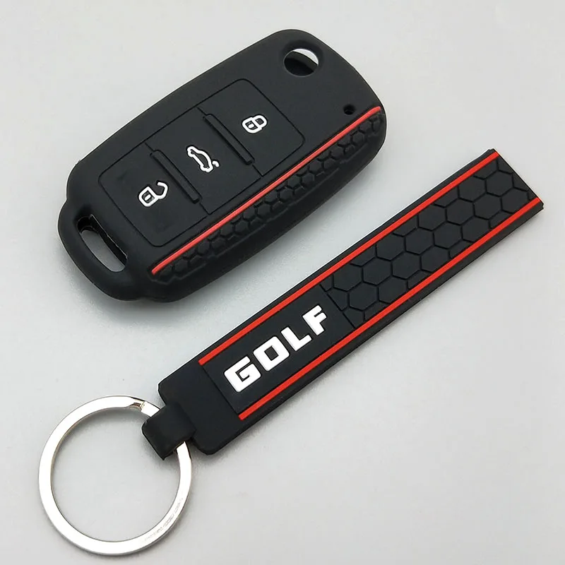 Автомобильный ключ для защиты Volkswagen POLO Bora Beetle Tiguan Passat B5 B6 Golf 6 MK5 MK6 Eos TSI силиконовый чехол из ТПУ для ключей - Название цвета: Красный