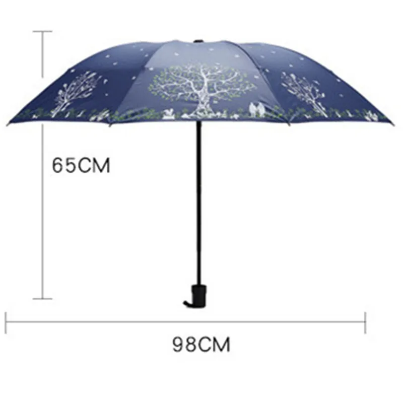 New Clear Umbrella Small Fresh Student Folding Lovers Under The Tree Blue Vinyl Sunscreen Fashion Mini Cute | Дом и сад