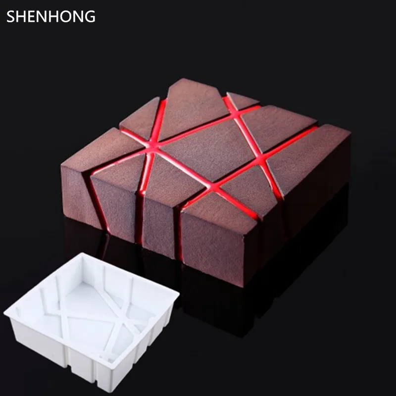 SHENHONG саржевый блок 3D силиконовые формы для торта геометрический квадрат