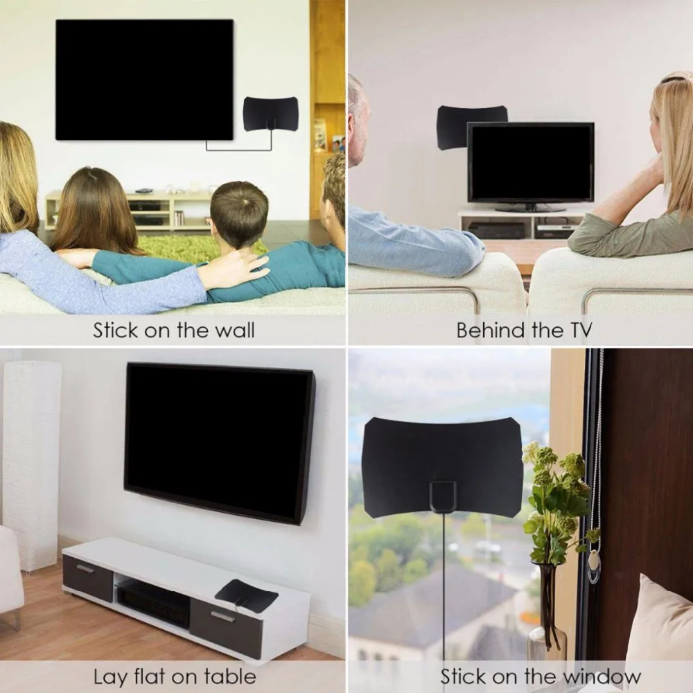 Антенна плоским Indoor антенна HD для Цифровое телевидение DVB T2 ТВ свет усилитель