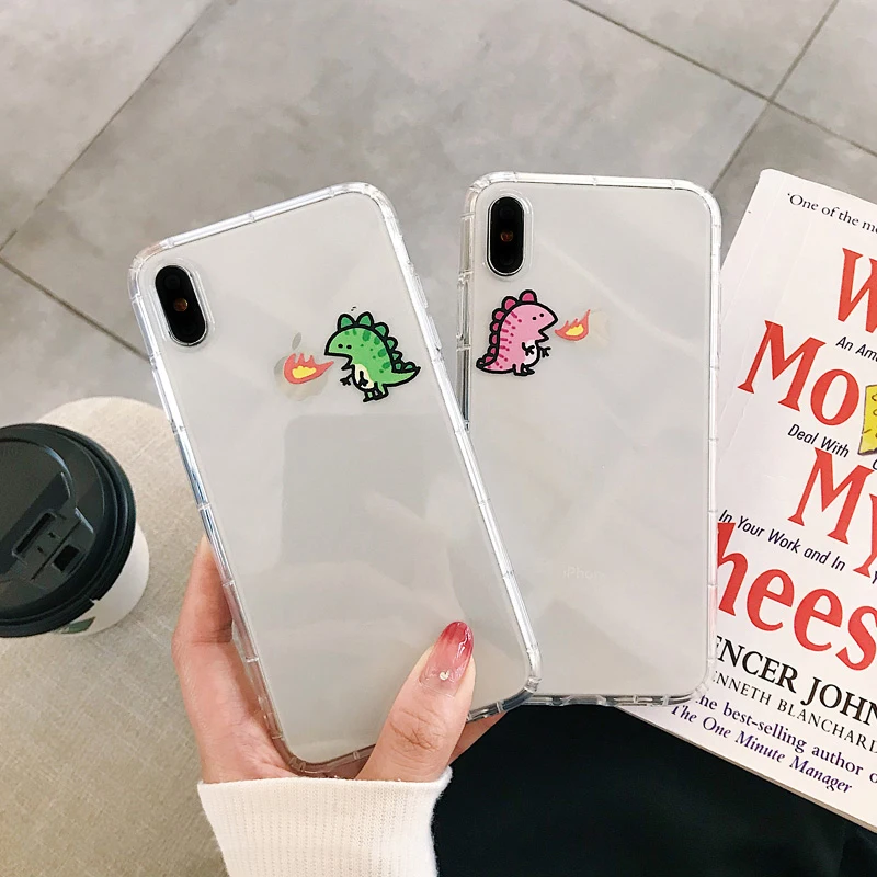 GlamPhoneCase прозрачный милый чехол для телефона с динозавром iPhone X XS Max XR мягкий из ТПУ