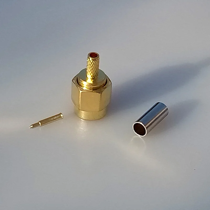 3 шт. SMA штекер RF coax разъем обжимной для кабеля RG316 RG174 LMR100 прямой позолоченный