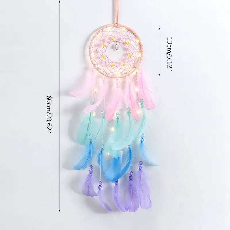 Сетка Ловец снов с Бисер перьями колокольчики ветра настенные Висячие украшения
