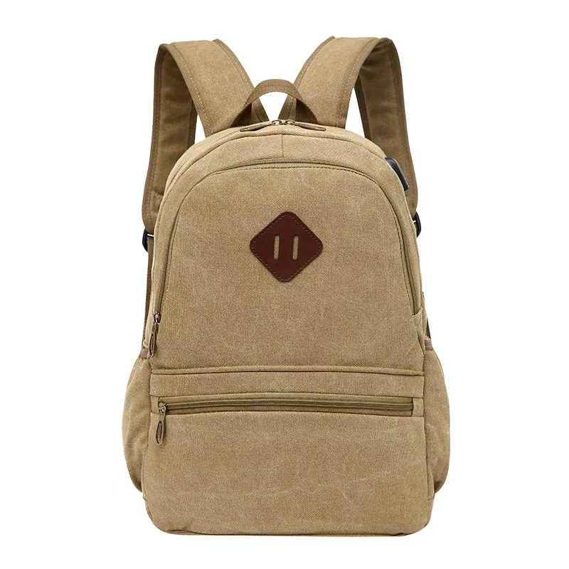 Для мужчин внешняя зарядка USB Рюкзак корейской моды холст Рюкзаки для подростков