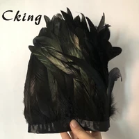 black color 2 meter 15 20 cm naturereal rooster coque feather trims ribbons fringes wedding festival party home decoration lace
