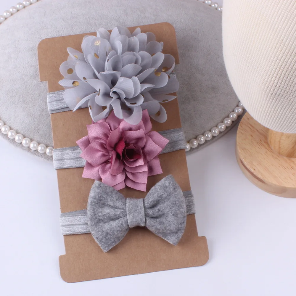New 3pcs/set Baby Girl Bows Hair Accessories Chiffon Flower Headband Bow knot Party Princess Dress Decoration High Quality