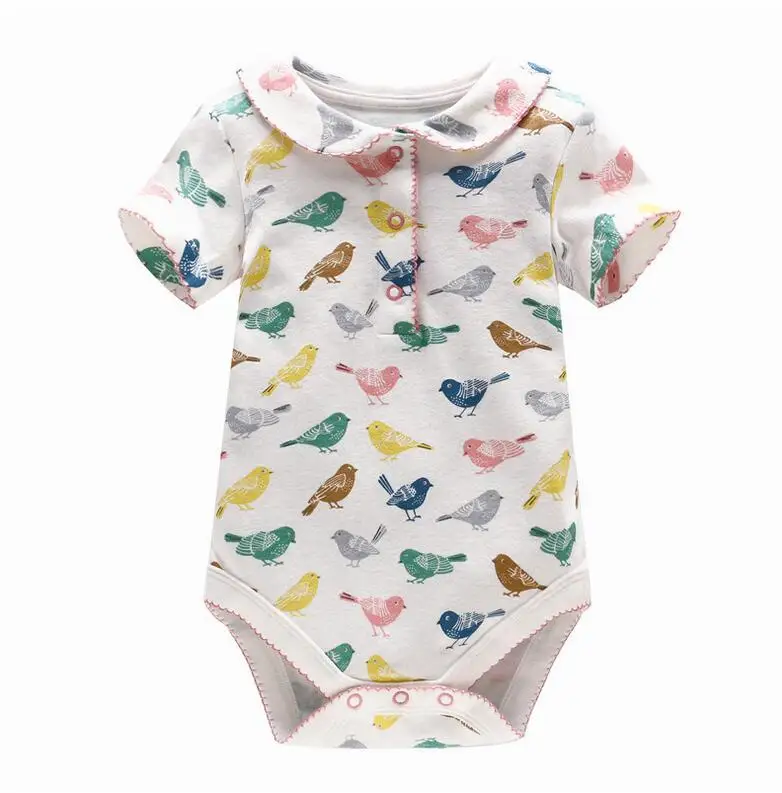 Новинка 2017 боди для малышей 100% хлопок комбинезон с принтом птиц осенне-Весенняя