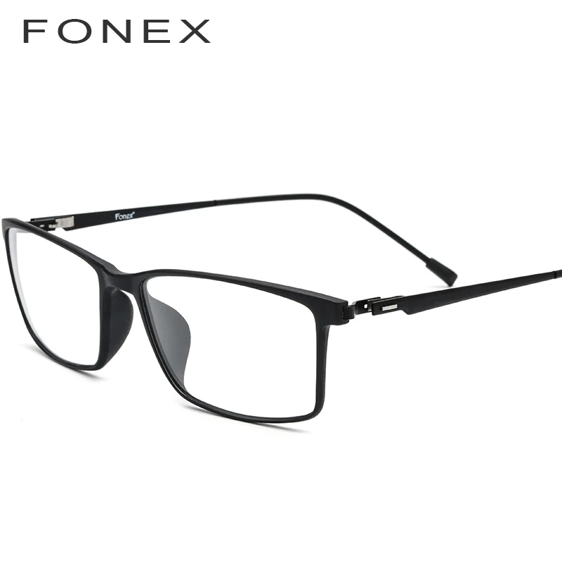 FONEX квадратные очки TR90, мужские очки для близорукости, оправа для очков по рецепту, Корейская оптическая оправа, очки без винтов 9855 - Цвет оправы: Черный