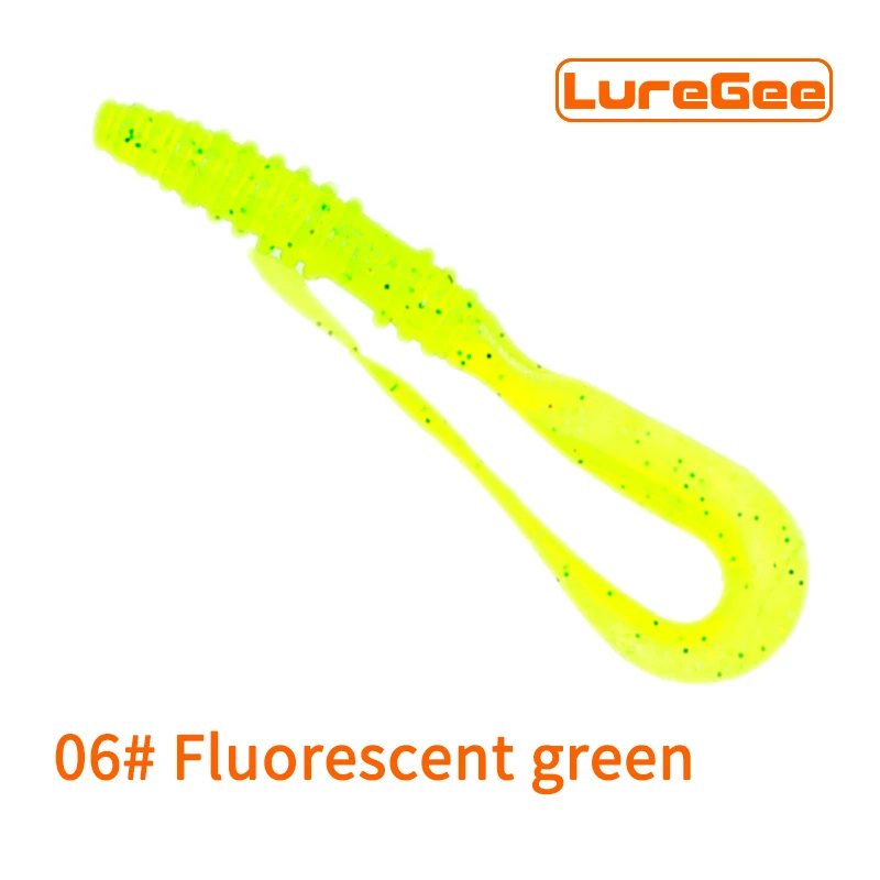 Fluorescent Green LureGee Mad Wag 90 мм мягкие приманки для рыбалки искусственные мягкие приманки в виде червей хищника Силиконовые Рыболовные Мягкие рыболовные приманки, наживки So - Цвет: Fluorescent Green