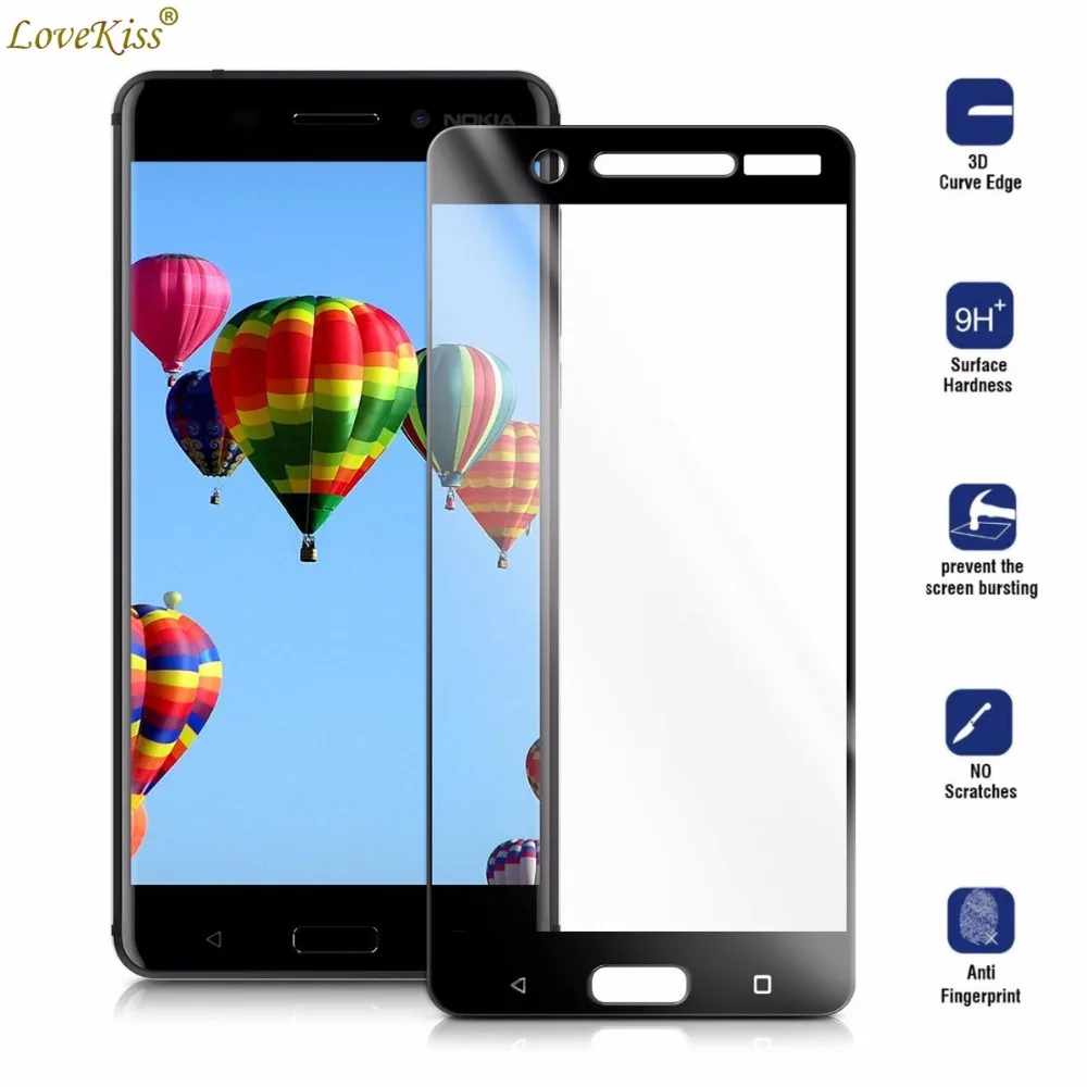 Полное покрытие экрана стеклянная пленка для Nokia 3 5 6 7 Plus 8 9 Nokia5 Nokia6 Nokia7 защита