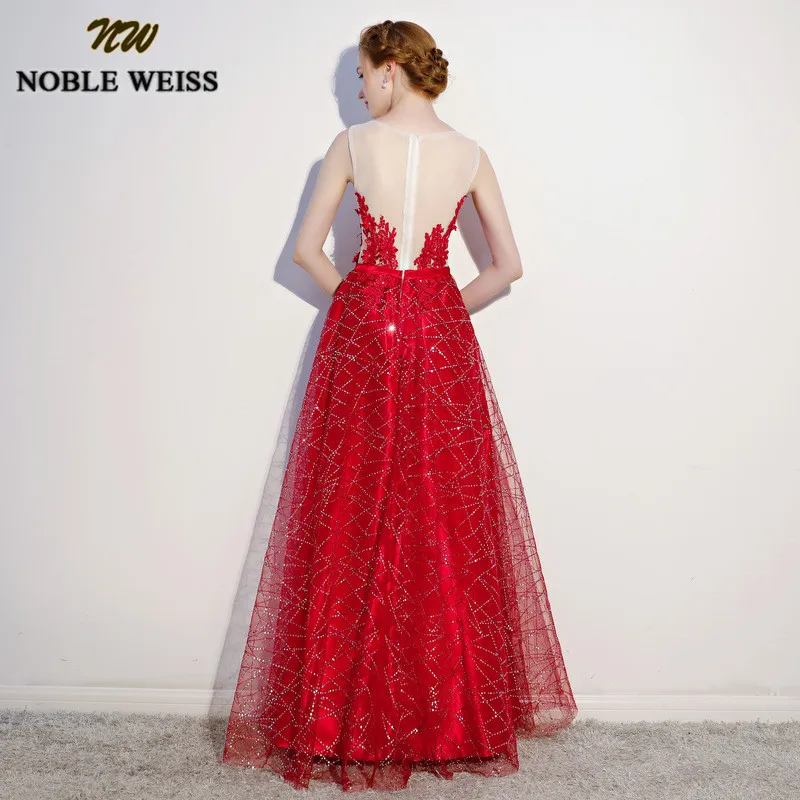 Благородные WEISS красные платья для выпускного 2019 Тюль блестками vestido de festa милые О