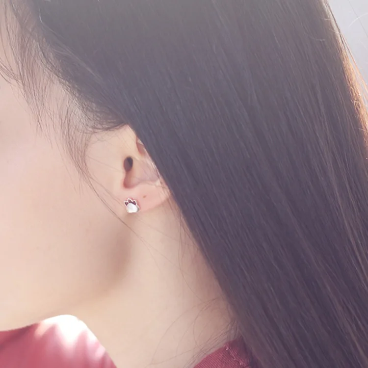 

100% 925 sterling silver mini cat claw stud earrings for women girl gift oorbellen, cute animal earings fashion lovely jewelry