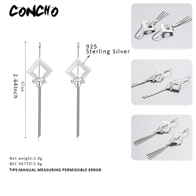 2018 Rushed Party Earings Offer Trendy Brinco Aretes Oorbellen Concho Jewelry 925 Sterling Square Shape Drop Earrings For Women | Украшения