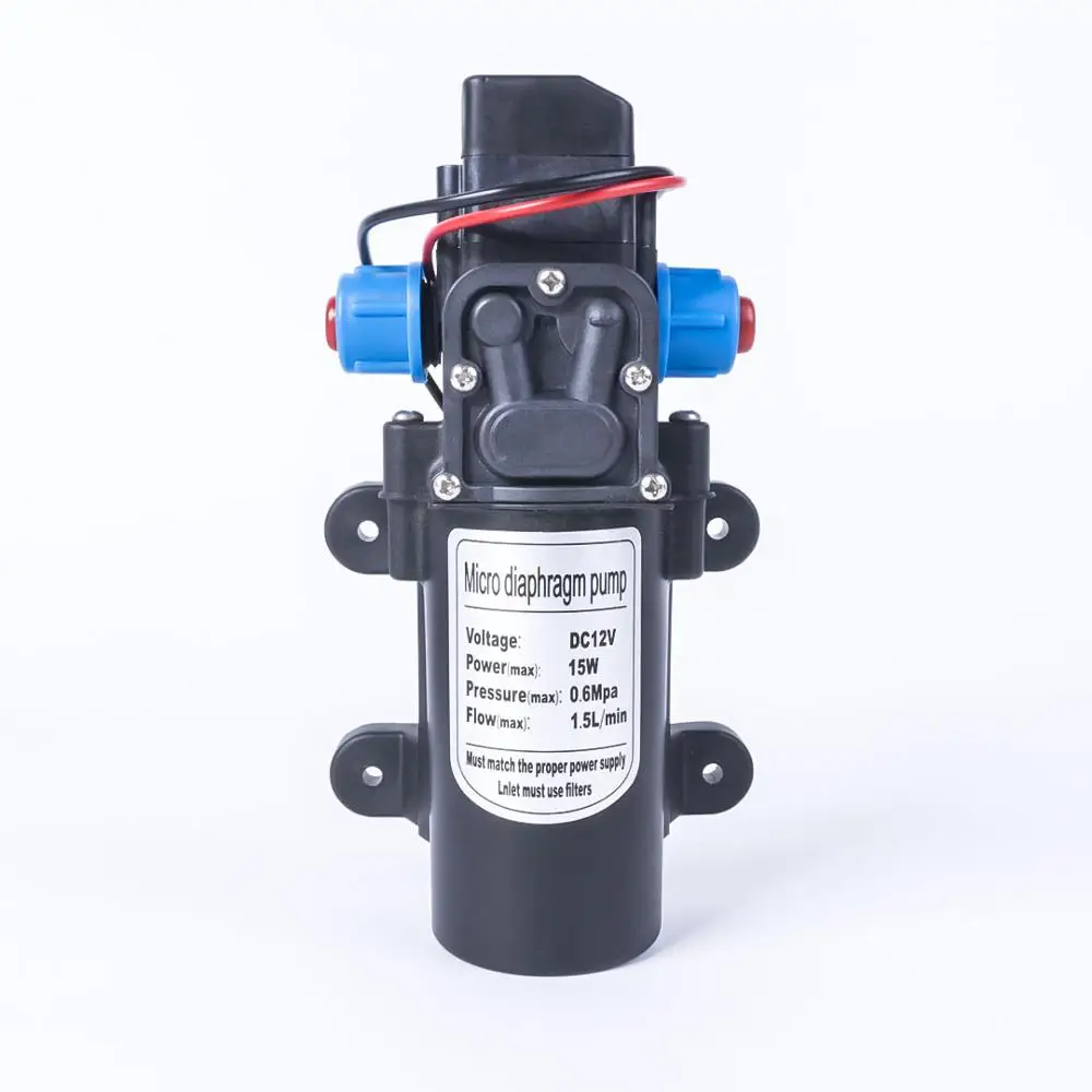 Мини DC 12V 15W 130PSI 5L/мин водяной мембранный насос высокого давления самовсасывающий