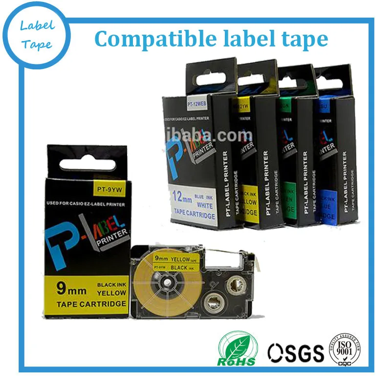 Compatible PT-18ABK XR-18ABK white on black 18mm EZ label tapes