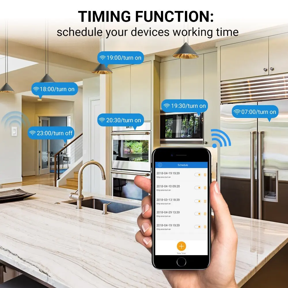 Wi-Fi Смарт настенный светильник Настенные переключатели 1/2/3-ходовой Электрический кнопочный переключатель Беспроводной сроки Дистанционное Управление, работает с Amazon Alexa Google Home, IFTTT