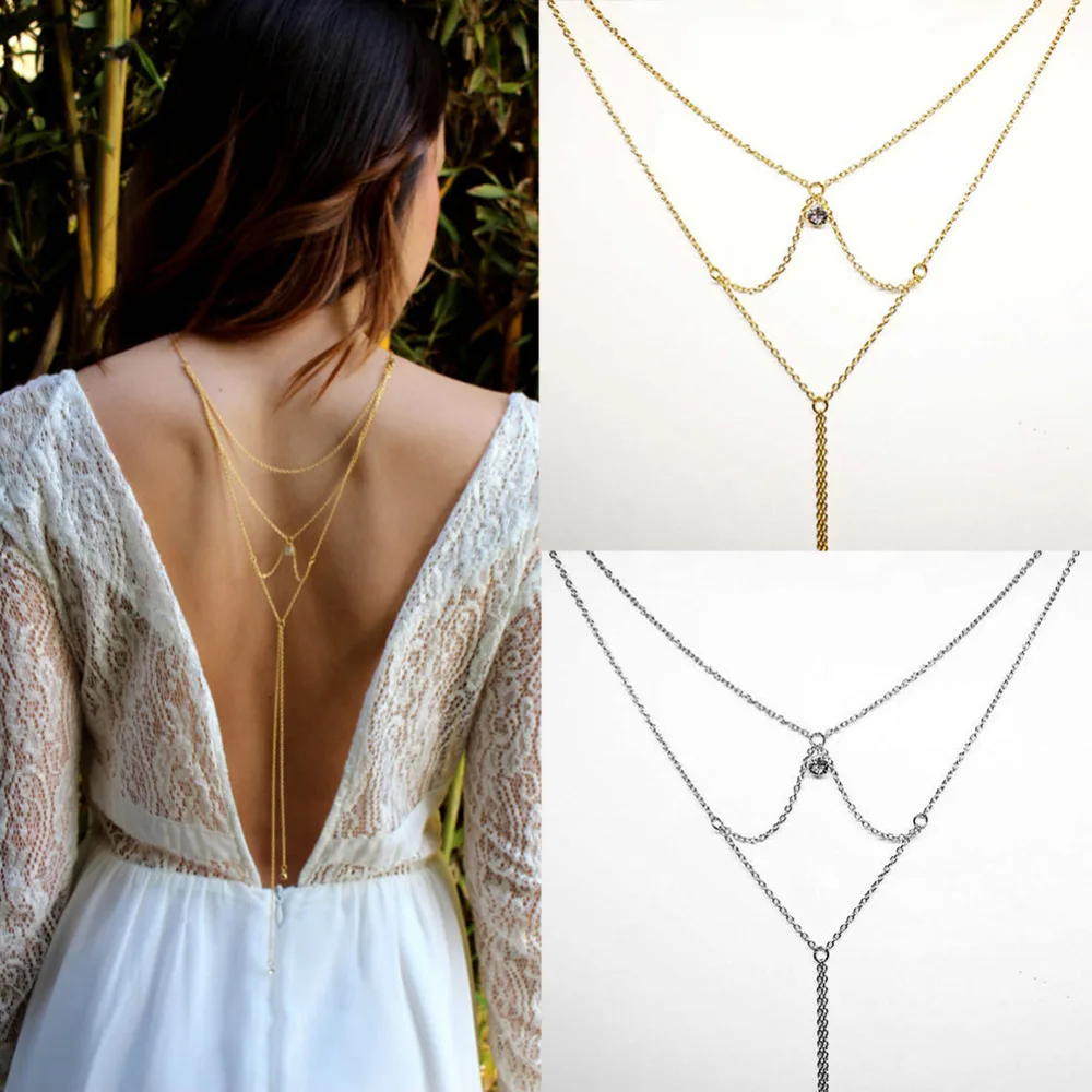 Женское Ожерелье с открытой спиной золотистого и серебристого цвета|summer jewelry|jewelry