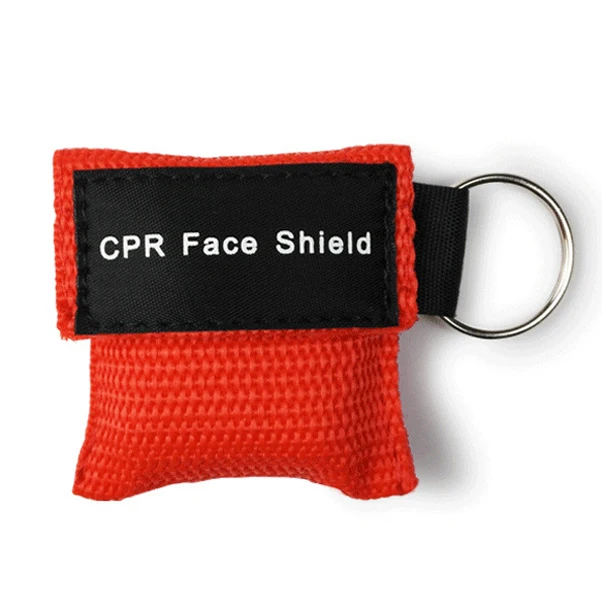Красный CPR Resuscitator Keychain Emergency Face Shield First Aid Skill Training Breathing Rescue Mask for Health Care Tools 8 Colors - Цвет: Красный