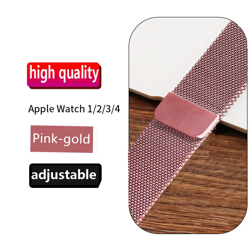 rose pink Миланская петля браслет из нержавеющей стали ремешок для Apple Watch 5 4 3 2 1 42 мм 38 мм браслет ремешок для iwatch 4 3 40 мм 44 мм - Цвет ремешка: rose pink