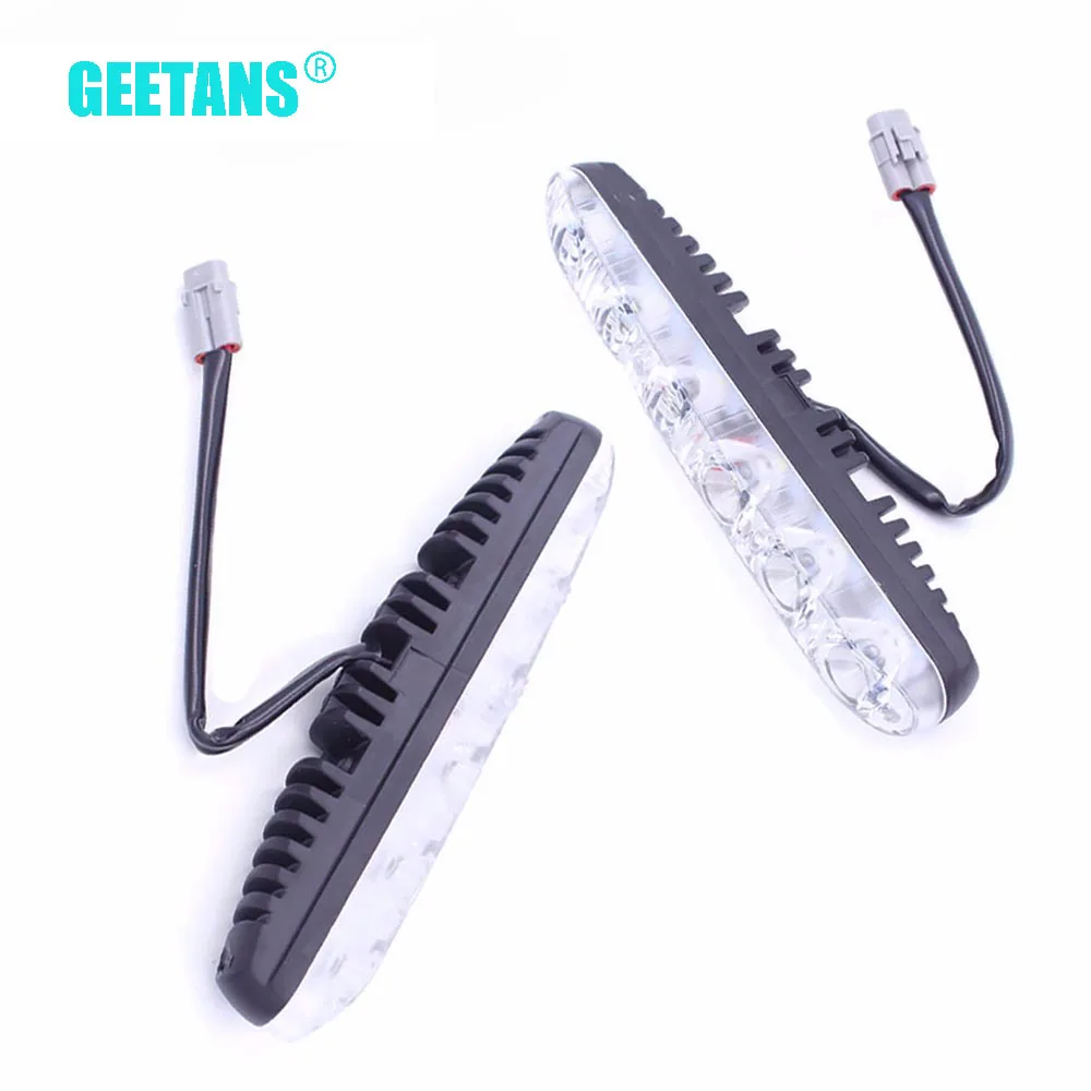 

GEETANS 6 LED Daytime Running Light High Power High/Low Beam Warning Driving Fog Lamp Automobile Head light Len Xenon DRL DF
