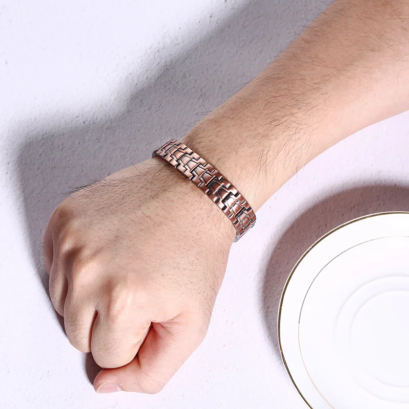 Мужские здоровые магнитные силовые браслеты чистый красный медный артрит