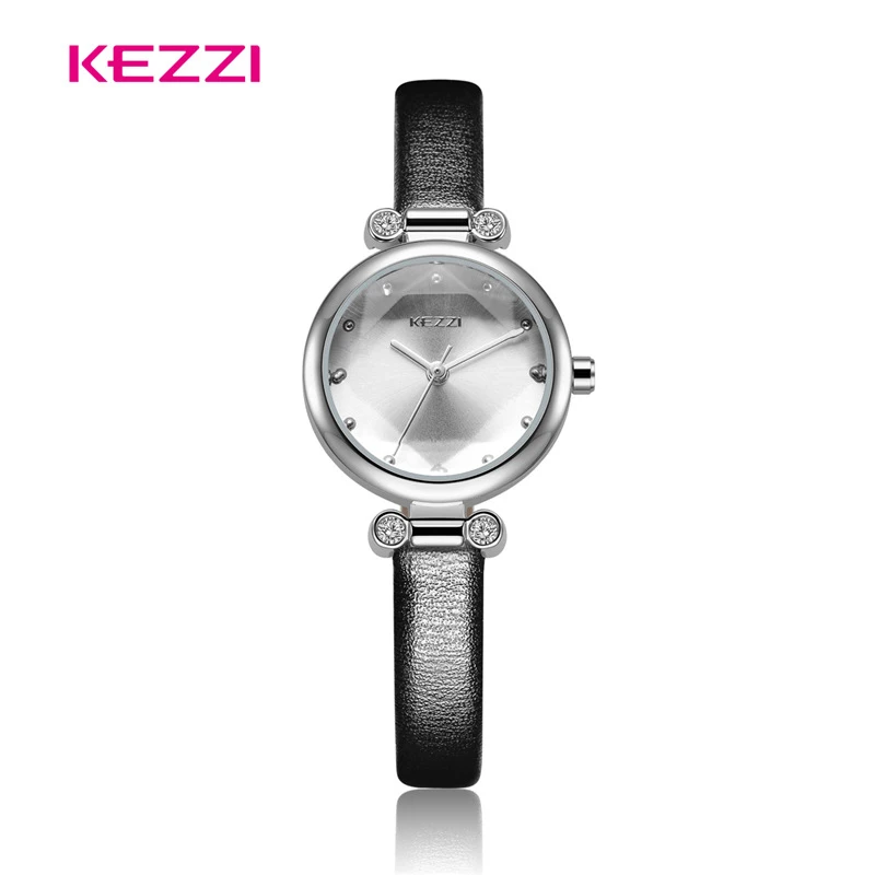 Kezzi брендовые Роскошные наручные часы с бриллиантами и кожаным ремешком женские