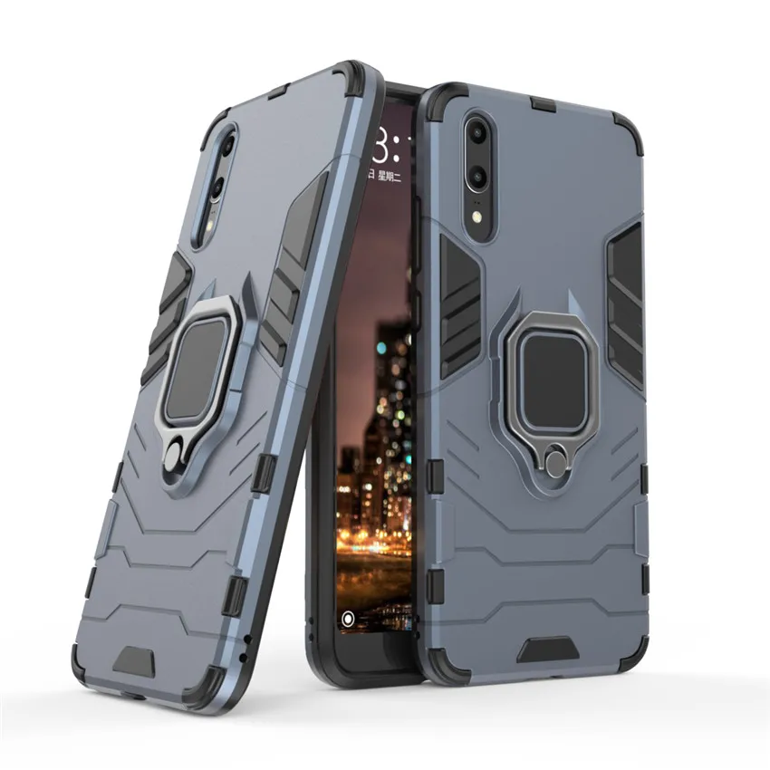 Бронированный Магнитный чехол для huawei P30 P20 Pro Lite Mate20 X Psmart Y7 Y9 Honor 8X MAX Enjoy 7 7C 7S автомобильный держатель задняя крышка - Цвет: Blue