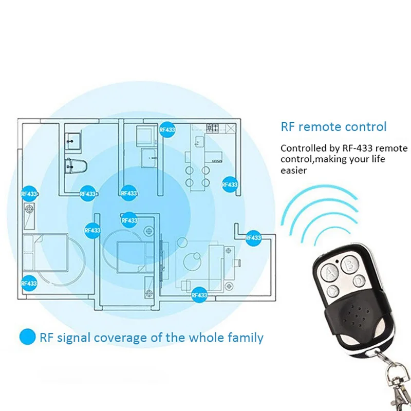 ABCD 4 Buttons Wireless RF Remote Control 433 MHz Portable For Garage Door Indoor Lighting Smart Switch | Обустройство дома